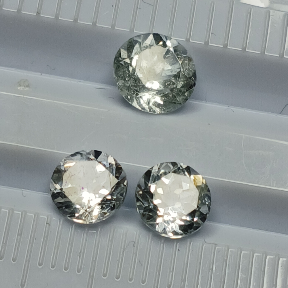 Sparkling Round White Topaz Gemstones Trio
